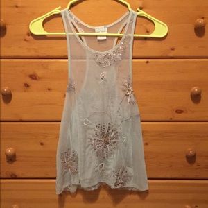 Free People Sheer Embroidered Tank